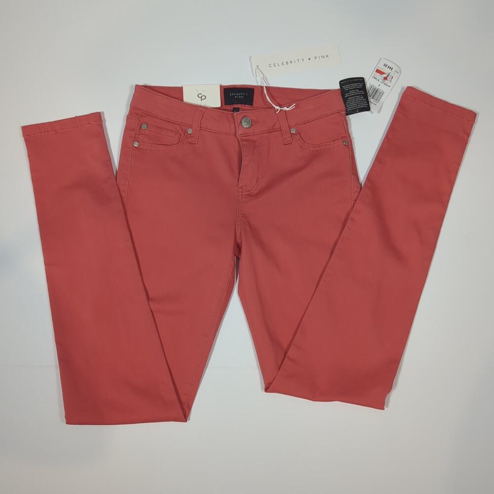 Celebrity Pink Jayden Skinny Jeans Coral NWT Stretch Size 1/25 Y2K Indie Sleaze